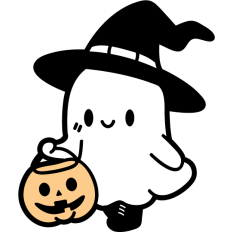 simple ghost with pumpkin basket