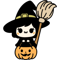halloween witch on a pumpkin