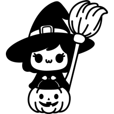 halloween witch on a pumpkin lineart