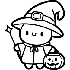 simple wizard with pumpkin bucket