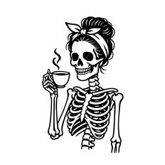 Skeleton woman and coffee