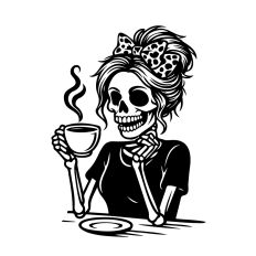 Skeleton woman and coffee