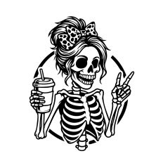 Skeleton woman and coffee