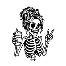 Skeleton woman and coffee