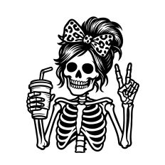 Skeleton woman and coffee