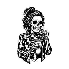 Skeleton woman and coffee