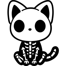 skeleton cute cat lineart
