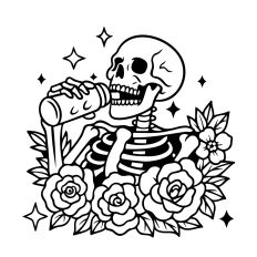 Skeleton drinking water