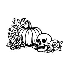 Floral pumpkin with skull
