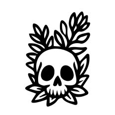 Floral skull with leaves