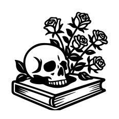 Skull with roses on a book