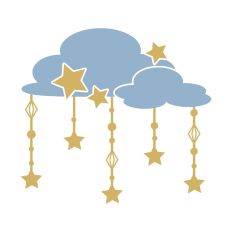 Clouds and stars nursery decor