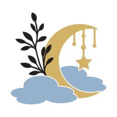 Crescent moon with clouds