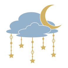 Clouds with moon and stars