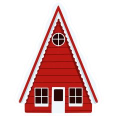 Snow Covered Red A Frame Cabin - Print and Cut