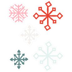 Snowflake Group 5 Red Pink Teal Blue White