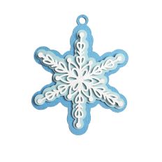3D Snowflake Ornament with Heart and Star Details