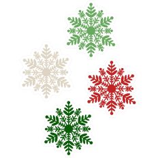 Snowflakes Group Green Red Christmas Joy - Print and Cut