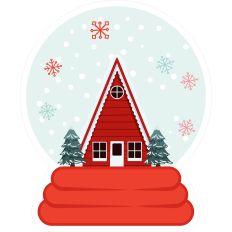 Snowglobe Red A-Frame Cabin
