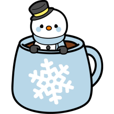 cute snowmen in a hot chocolate mug