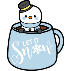 cute snowman in a mug "let it snow"