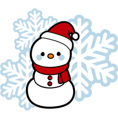 cute snowman with snowflakes