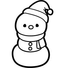 cute simple snowman with santa hat lineart