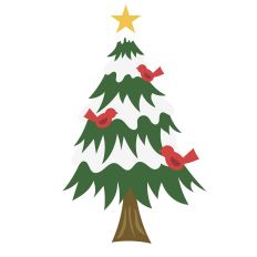 Snowy Woodland Christmas Tree with Cardinals