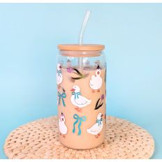 Ducks and Flowers Vinyl Wrap for 16 oz Glass Cup