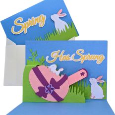 Easter Bunnies Pop Up Pull-Tab Card 3D Template for Cutting Machines