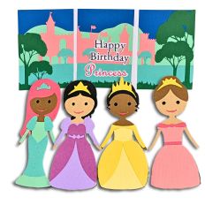 Princess Dolls Playset Birthday Card 3D SVG for Cutting Machines 