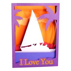 Sunset Tropical Sail Shadow Box 3D Card SVG for Cutting Machines