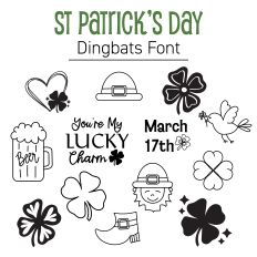 St Patrick's Day Dingbats Font - Irish Symbols Cut Files