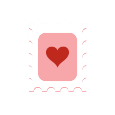 Stamp with Red Heart inside