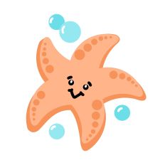Cute Smiling Starfish with Bubbles SVG