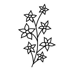 Hand-Drawn Star-Shaped Flower Stem – Wildflower Outline Cut File for Silhouette Studio