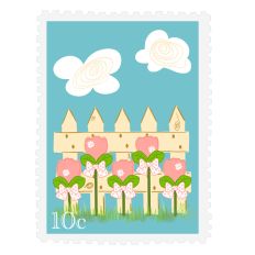 Sticker Faux Postage Stamp Flower Tulip Garden
