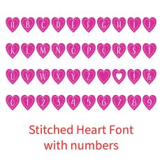 HNC Stitched Heart Font with Numbers