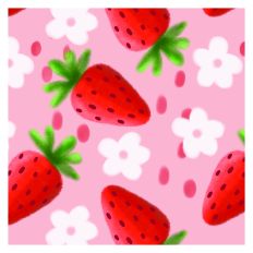 Strawberry Seamless Pattern - Hand Drawn Print - Daisies