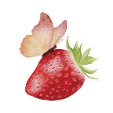 Watercolor strawberry with butterfly