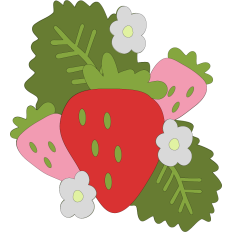 Strawberry Cluster with Leaves
