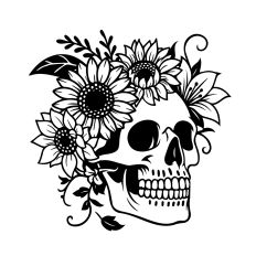 Floral skull sunflowers
