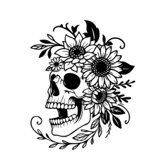 Floral skull sunflowers