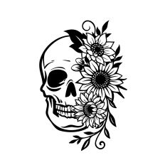 Floral skull sunflowers