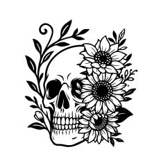 Floral skull sunflowers