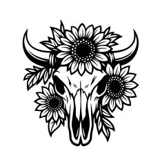 Floral bull skull sunflowers