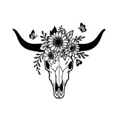 Floral bull skull sunflowers