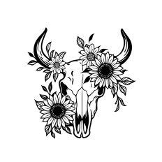 Floral bull skull sunflowers