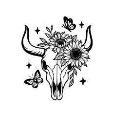 Floral bull skull sunflowers