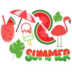 Summer Flamingo & Watermelon Sticker Set